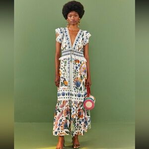FARM RIO White Summer Garden Maxi Dress